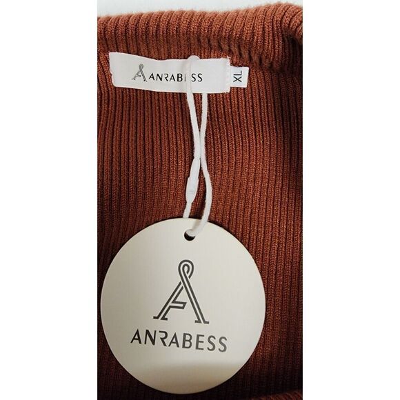 Anrabess Womens Off Shoulder Pullover Long Sleeve Sweater Size XL Color Brown - Picture 2 of 8